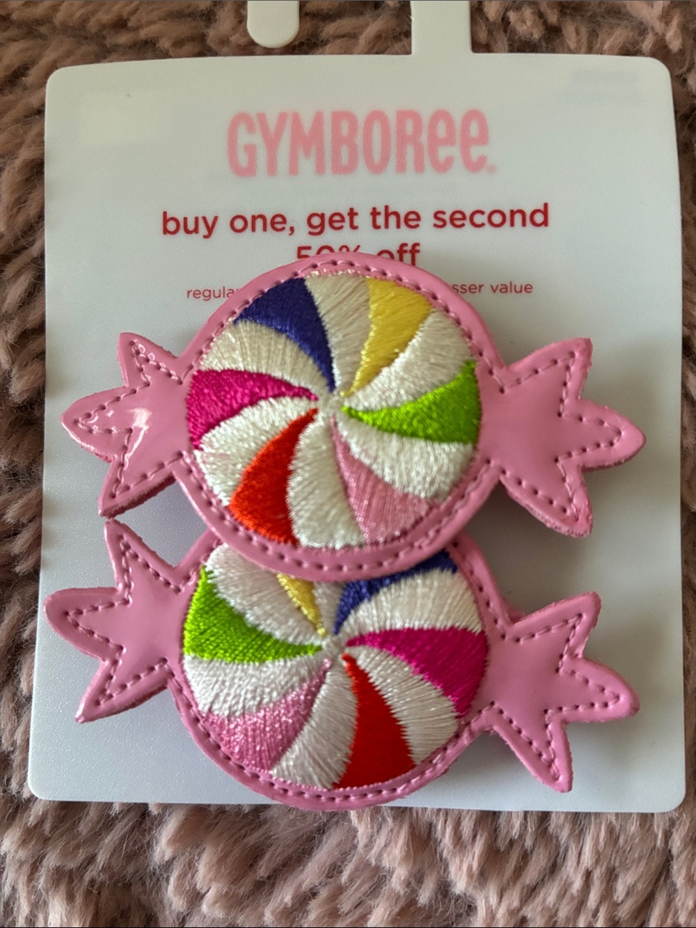 Gymboree Pink Multicolor Candy Swirl Hair Clips